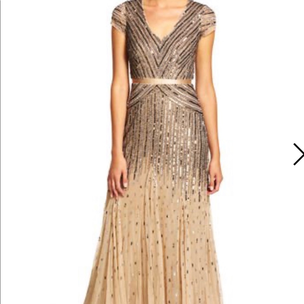 Adrianna Papell Beaded V-Neck Gown